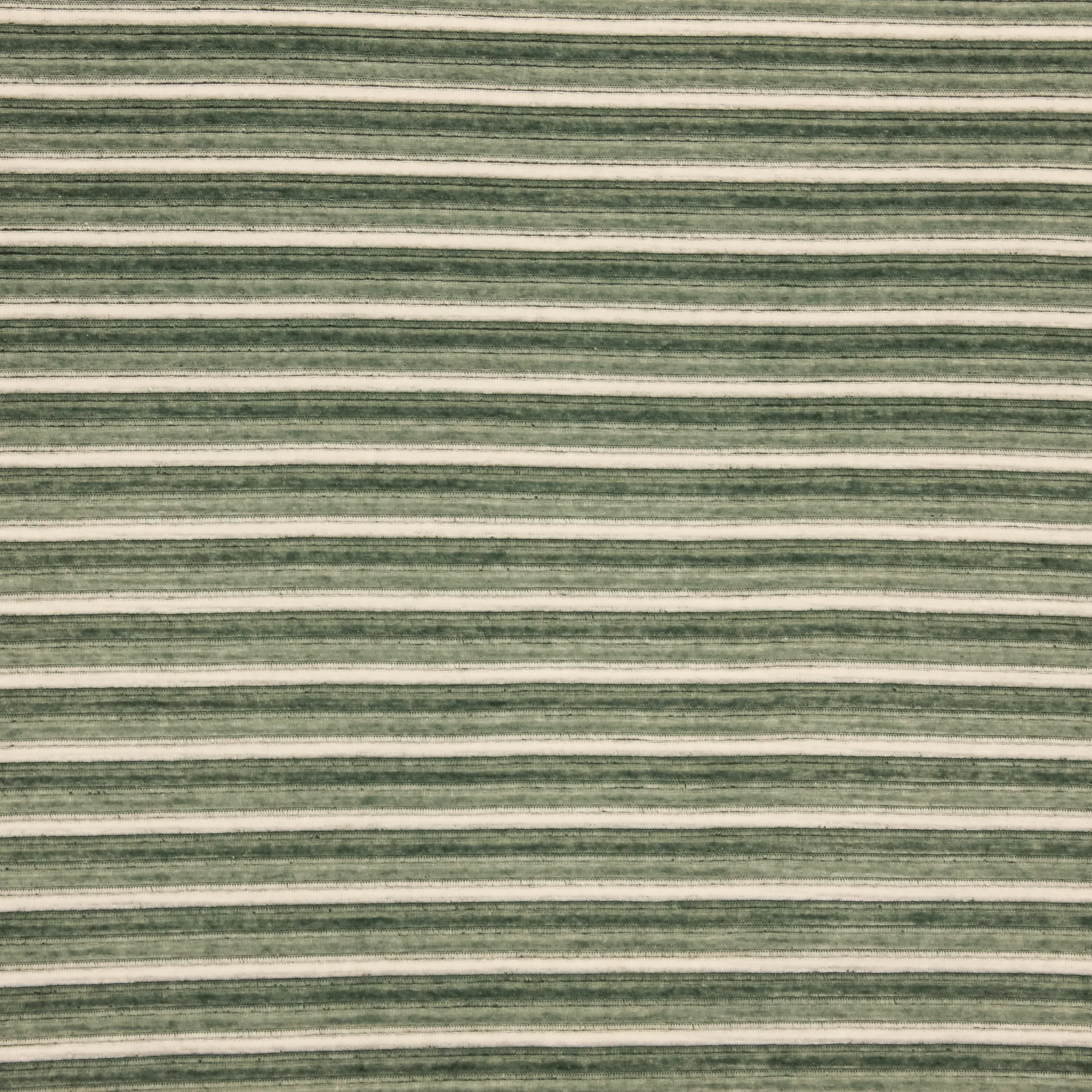 Tricot nicky velours groen met witte strepen in katoen / polyester mengeling
